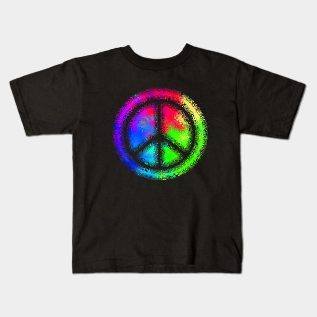 HIPPIE Peace Sign Kids T-Shirt by SartorisArt1